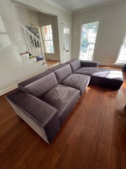 L-Shaped Sectional Couch, Rove Concepts Porter, lush glacier grey