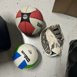 Baseball Glove, Basketball, Volleyball