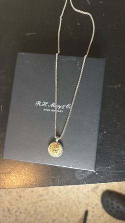Silver Chain with gold lion pedant