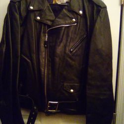 Perfecto By Scott Black Leather Motorcycle Jacket With Belt 