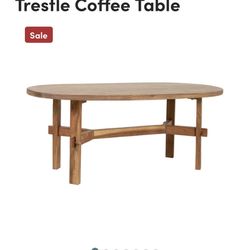 Oval Acacia Wood Coffee Table 