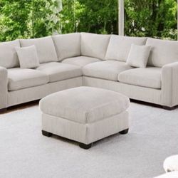 New! Comfy Sofa Sectional!! Free Xl Ottoman! 