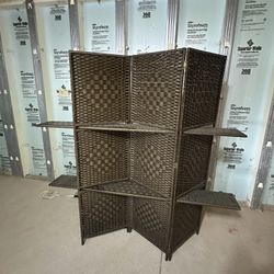 2-Tier, 3 Panel Whicker Shelf / Divider Unit