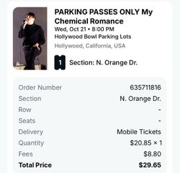My Chemical Romance - 10/21 PARKING ONLY