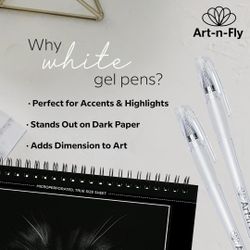 Fine Point Pens White Gel Fine Tip for Artists with Archival Ink Sketching Pens Drawing Illustration (White 3)