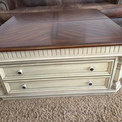 Half Lift Coffee Table- One Deep Drawer In Front And Storage Under Lift