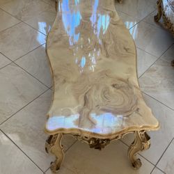 Three Piece Marble /wood Coffee with two End Tables
