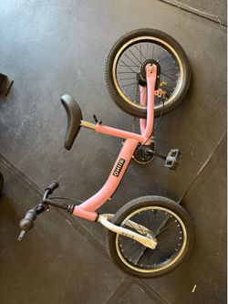 OHIIK Balance Bike 2 in 1 16 in Pink/White Kids Bike w/ Training Wheels