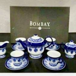 Bombay Blue & White Porcelain Tea Set – Excellent Condition