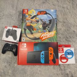 Nintendo Switch V2 Console Bundle With Ring Fit Adventure Plus Accessories 