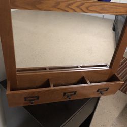 Wall Organizer With Hooks And Mirror 