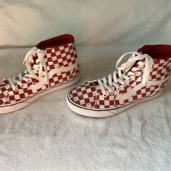 Vans Checkered Red Shoes Size W8.5