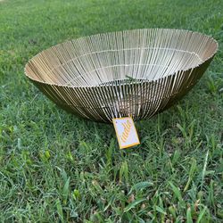 Large Gold Metal Decorative Bowl / Basket