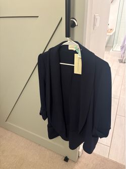 French Mauve Maternity Melanie Knit Blazer – Navy – Large – New with Tags