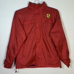 Ferrari Official Red Windbreaker Hidden Hood Jacket XL