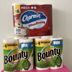 Charmin toilet paper Bounty paper towels all 3 x $18