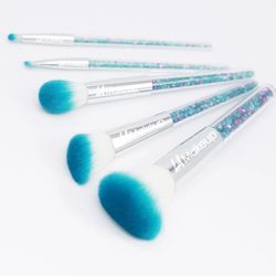 5pcs blue crystal glitter handle brush set with from LA Makeup