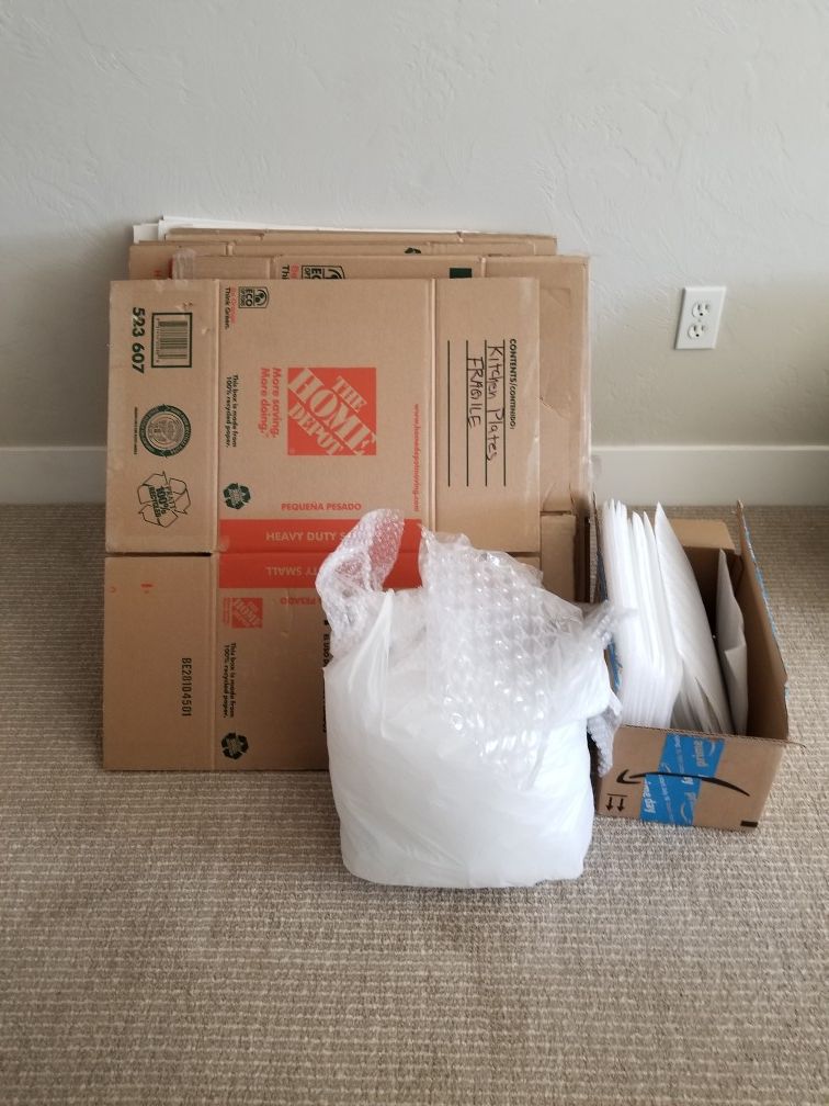 FREE moving boxes, bubble wrap, dish protectors
