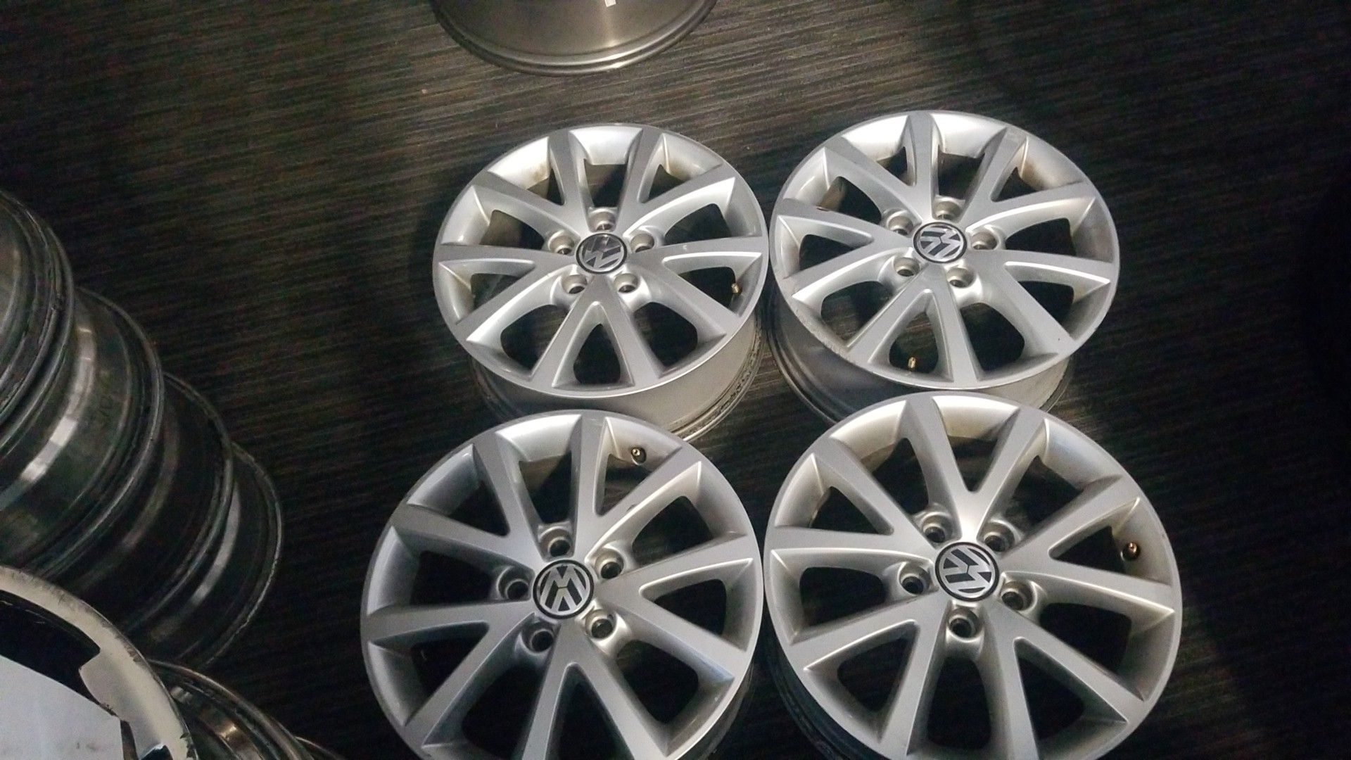 16X6.5 5X112 VOLKSWAGEN STOCK RIMS 2 RIMS HAVE CURB RASH FEW NICS