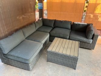 Wicker Outdoor Sectional Sofa with Coffee Table