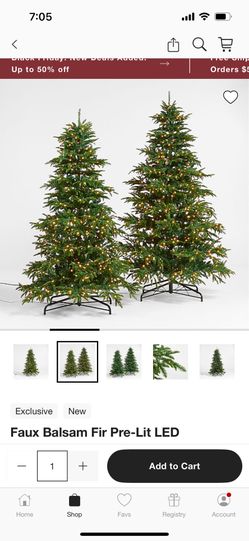 Brand New In Box Crate & Barrel Balsam Fir Pre-lit Christmas Tree 9 Feet