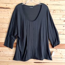 Caslon Women’s Gunmetal Gray 3/4 Sleeves Stretchable Blouse top size L NWT