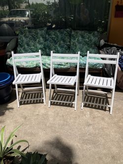 3 Folding Wooden Chairs- $10 Each