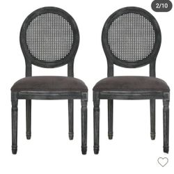 🍓🍓💥P315#4 $190 2pk Aquilla French Country Wood and Cane Upholstered Dining Chairs - Christopher Knight Home‼️3 Set availables ‼️