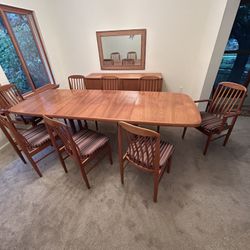 Solid Teakwood Made In Denmark Sideboard And Eight Chairs
