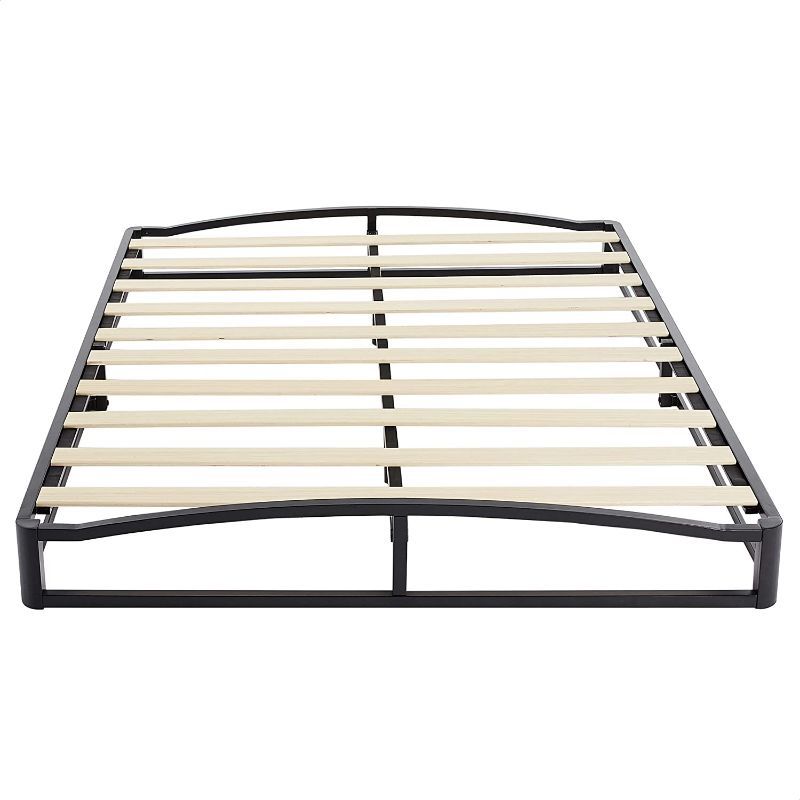 Amazon Basics 10" Modern Metal Platform Bed with Wood Slat Support - Mattress Foundation - No Box Spring Needed, Queen