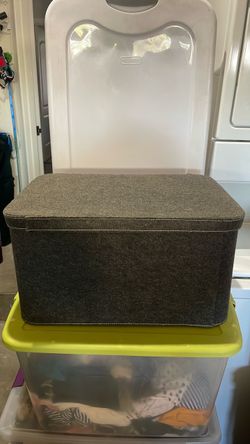 Gray Felt Storage Box with Lid