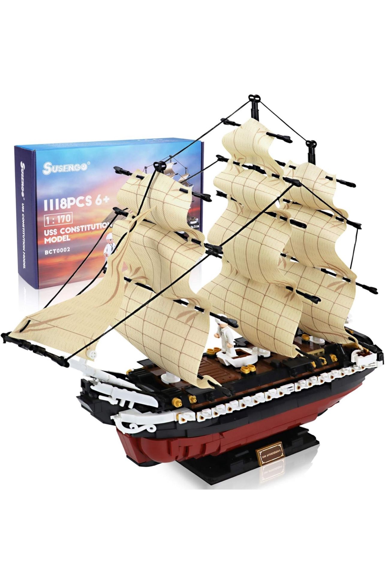 Constitution Ship Building Sets -1118pcs Toy Building Blocks for Adults Kids Educational Toy