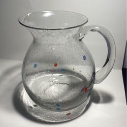 Hand Blown Glass Pitcher with Belliconte Bubbles