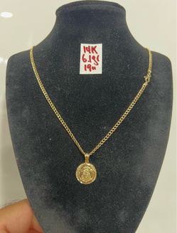 14K Yellow Gold Chain And Pendant For Wedding 6.1Gr 19 Inches Long