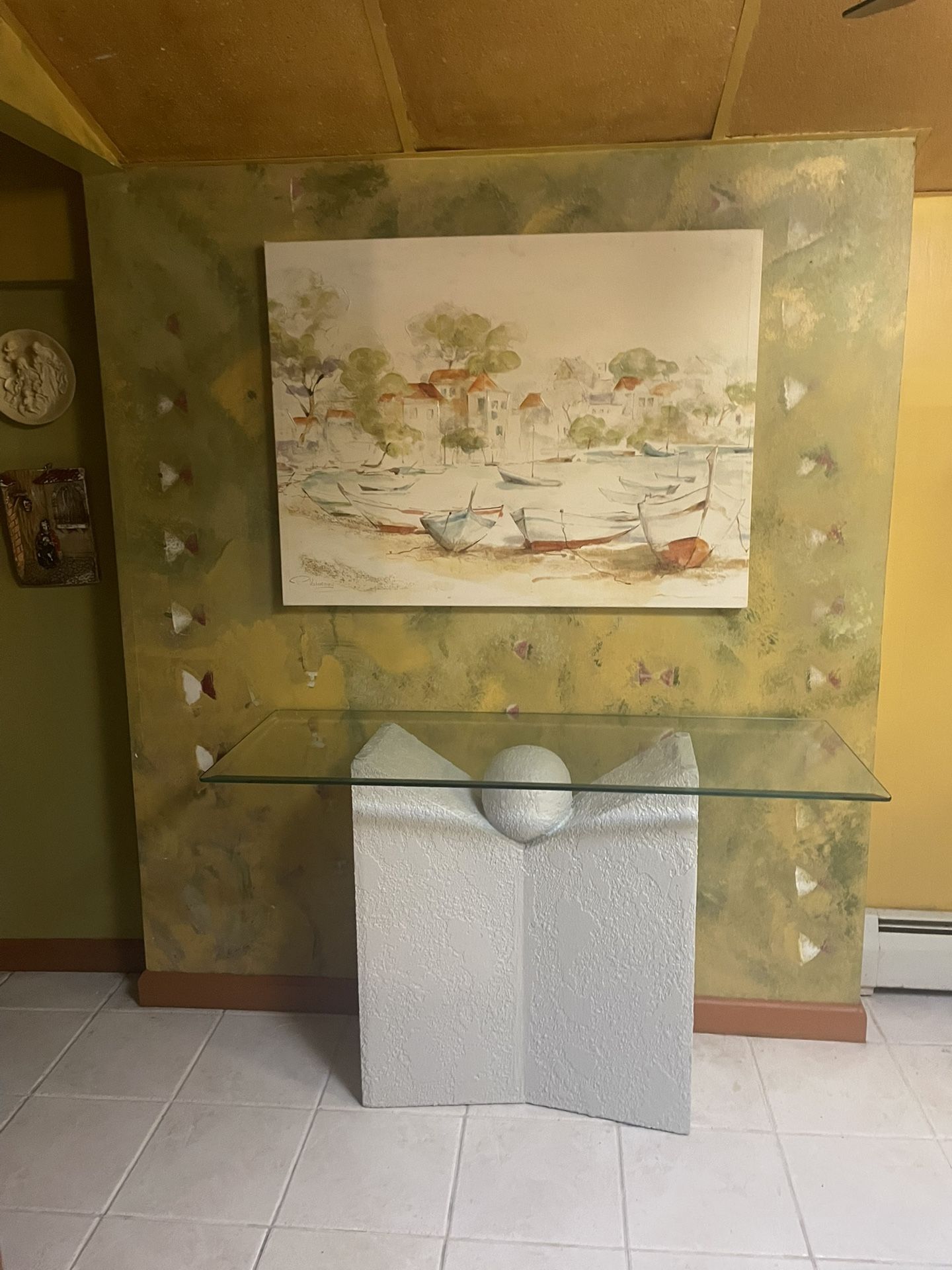 Price Drop! Vintage Post Modern / Mid Century Modern Console Table with Glass Top- $115
