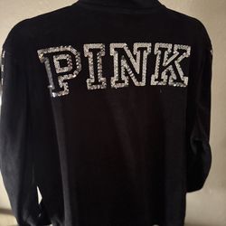 Victoria Secrets Pink Zipper Sweater Size Large 