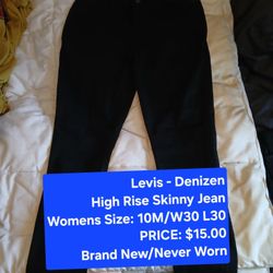 Levis - Denizen -Size: 10M/W30 L30 - BLK High Rise Skinny Jean-Like NEW -$15.00