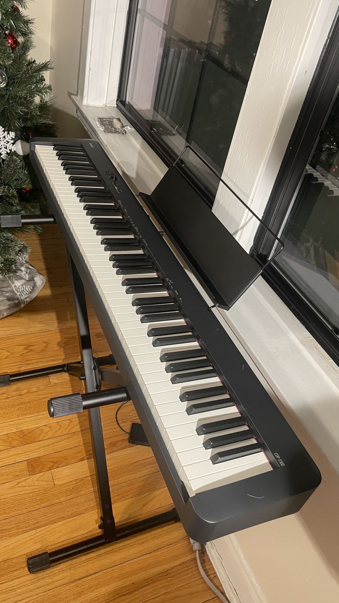 Barely Used Casio CDP-S100BK Digital Piano with Stand, Sustain Pedal, and Extras