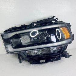 2019 - 2024 DODGE RAM 2500/3500 REFLECTOR BLACK BEZEL LED LH DRIVER SIDE HEADLIGHT OEM