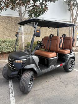2027 VOYAGER COMMANDER 4-FORWARD 72-VOLT LITHIUM STREET LEGAL LSV/NEV GOLF CART IN MATTE BLACK W/SADDLE BROWN SEATS