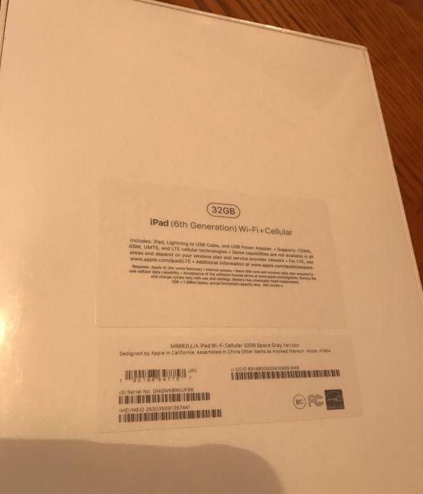 Ipad 6th Gen 32gb Wificellular Brand New Still In The Shrink Wrap