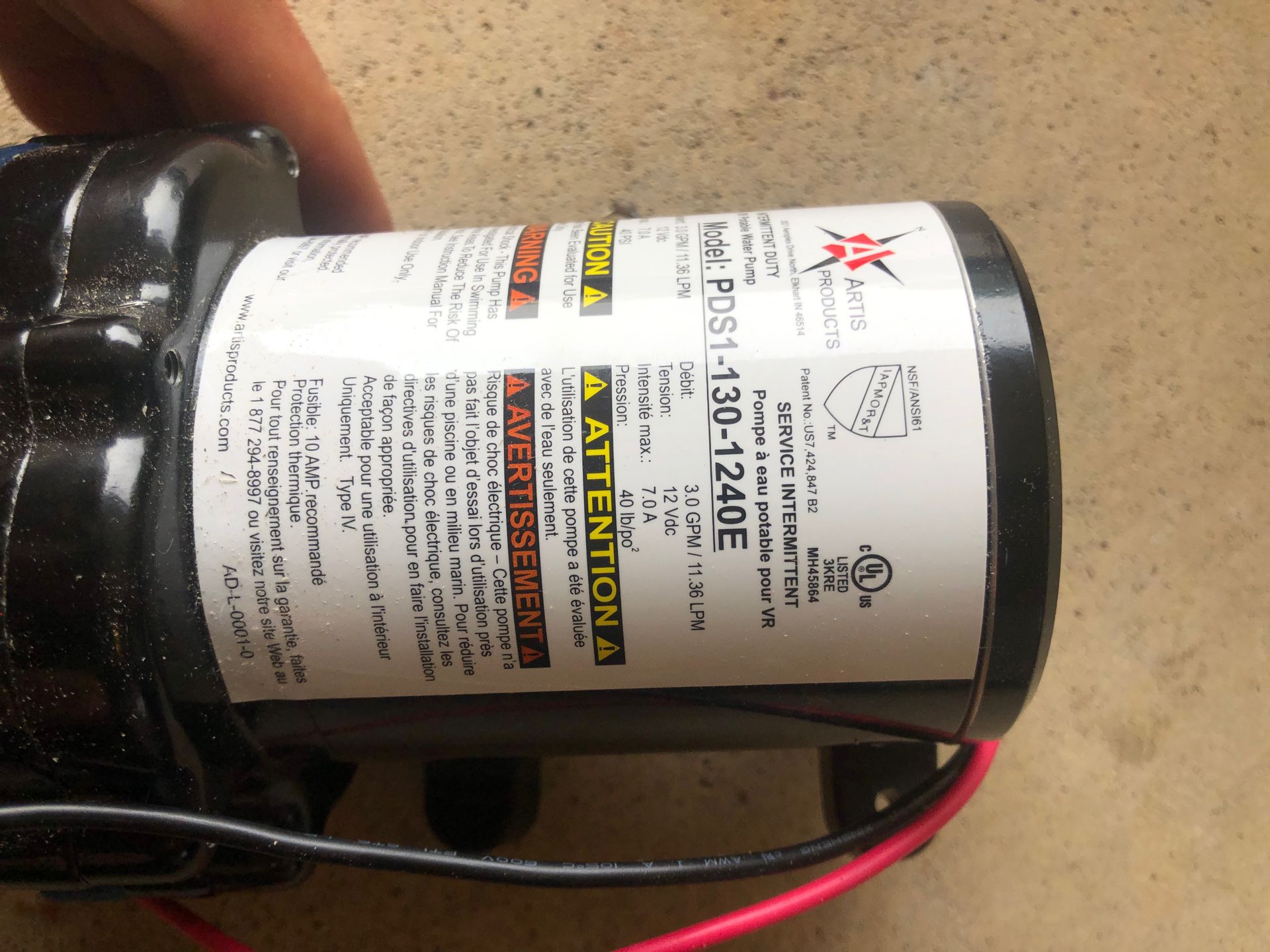 Artis Products 12V RV Water Pump