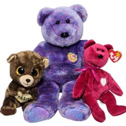 Ty Beanie Babies Bear Plushies Darcy Valentina & Clubby Stuffed Animal Toys Rare