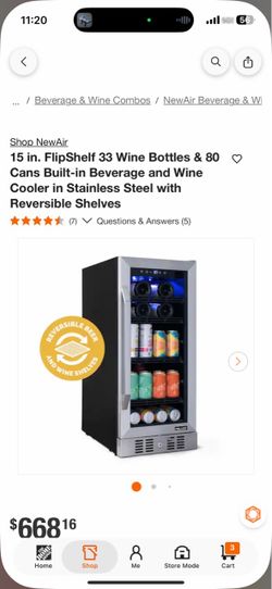 15 in. FlipShelf 33 Wine Bottles & 80 Cans Built-in Beverage and Wine Cooler in Stainless Steel with Reversible Shelves