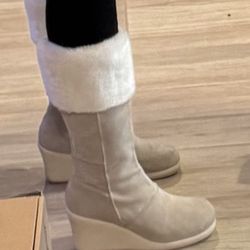 2 Pairs SUEDE BOOTS W FAUX FUR 