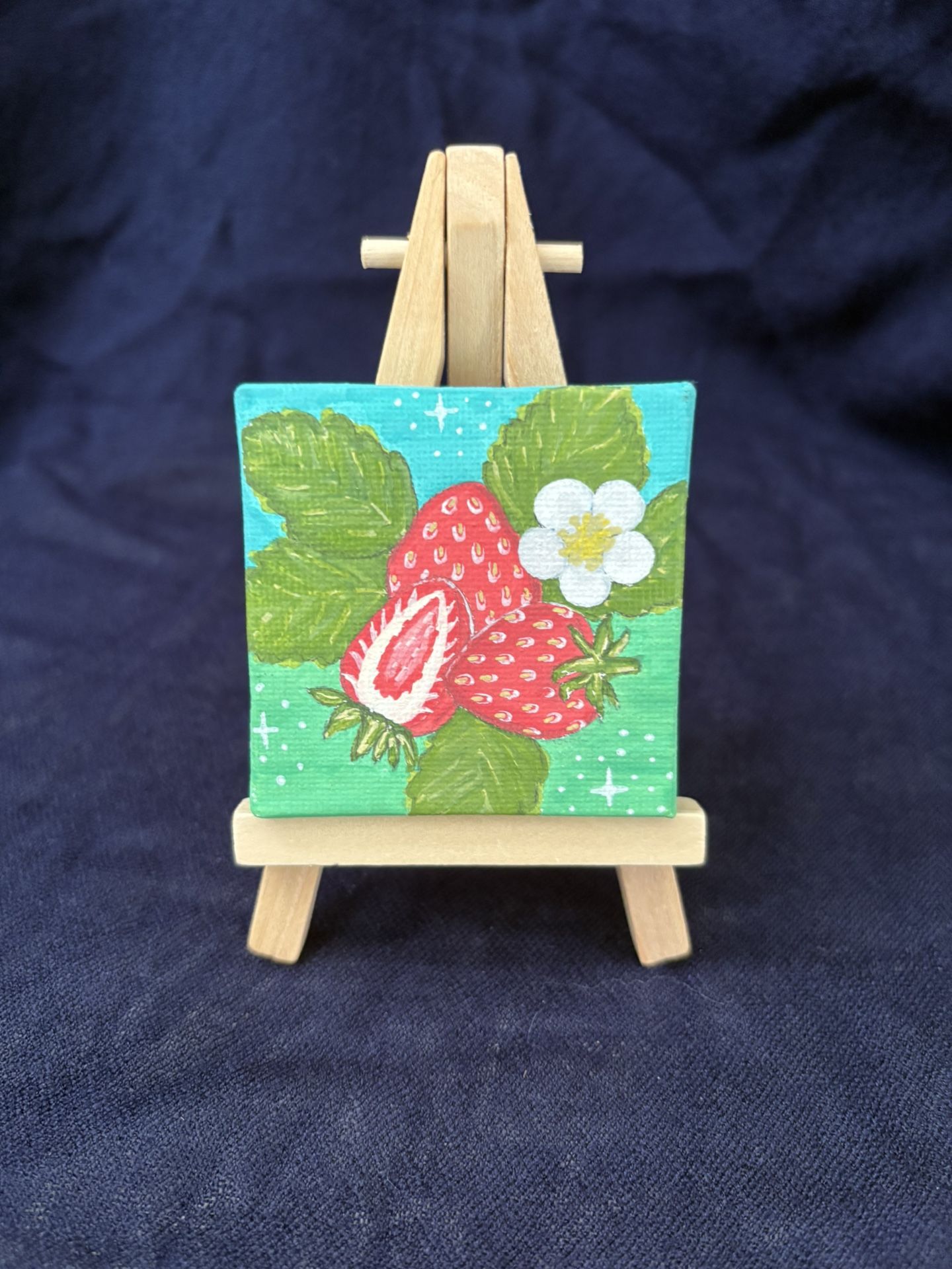 Strawberry Painting Mini Canvas