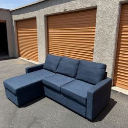 FREE DELIVERY - Blue Ikea Pullout Sectional Couch W/ Chaise