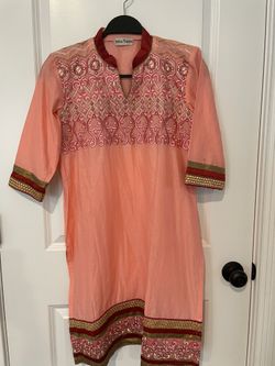 Peach And Red Salwar Kameez
