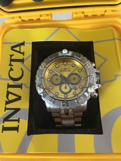 Mens New Rare Heavy Yellow & Silver Invicta Watch  