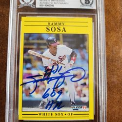 Sammy Sosa Fleer 91 Autographed Error Card